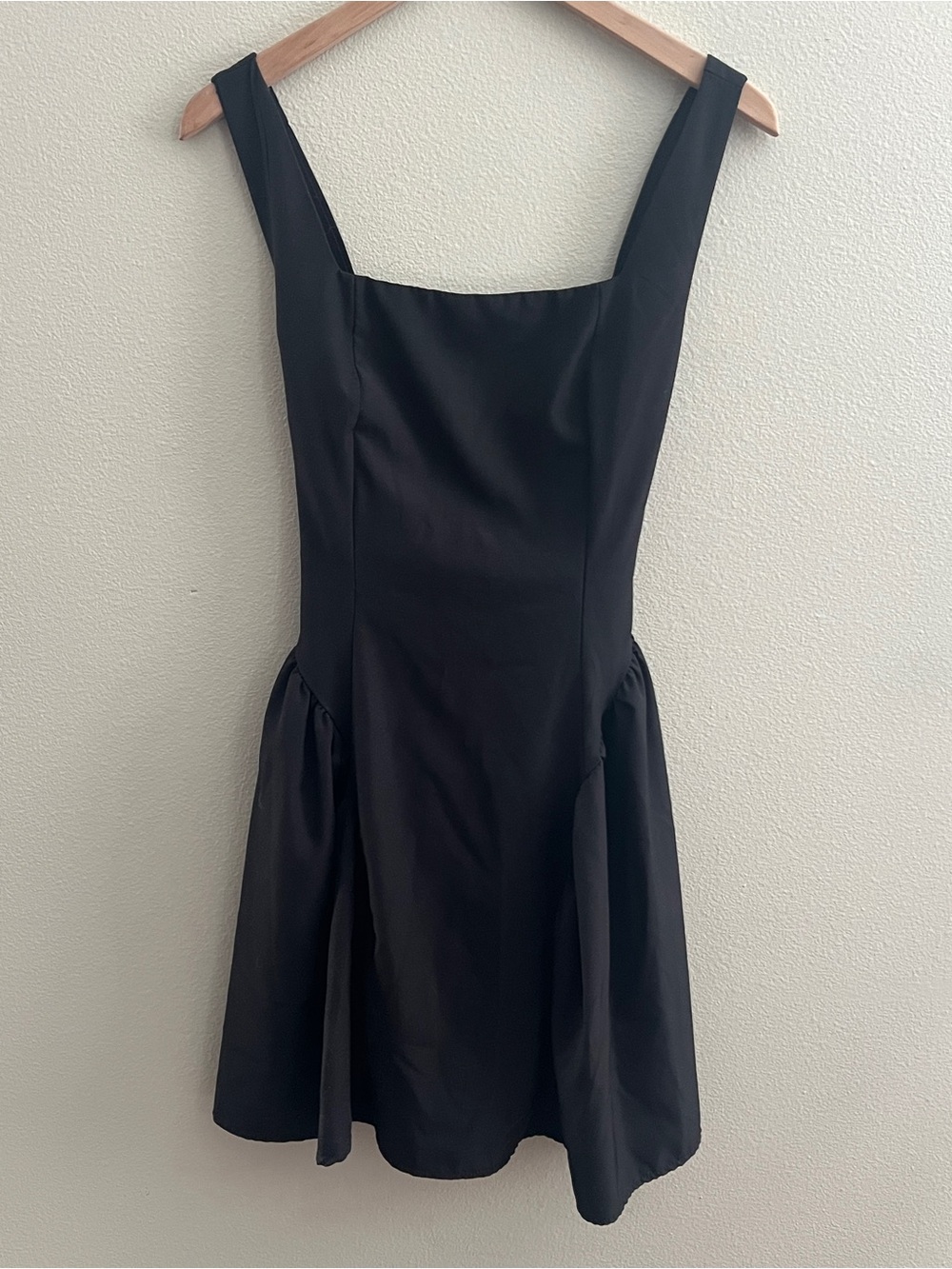 Black Square Neck, Tie-back Dress, Size M
